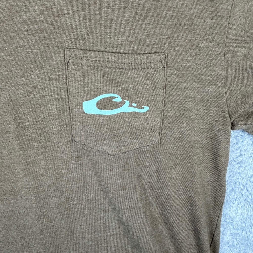 Drake Waterfowl Mens XL Graphic Pocket T-Shirt Brown Wood Duck Hunting Tee - Picture 2 of 8